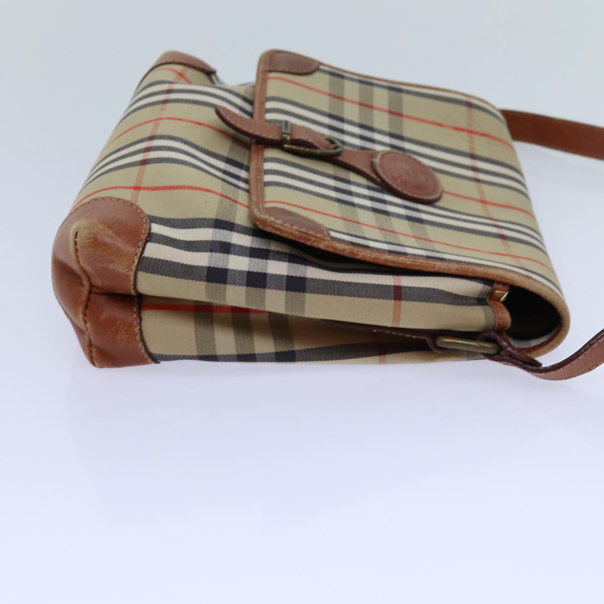 Luxury BurberrySs Nova Check Shoulder Bag Canvas Beige Auth ac2921