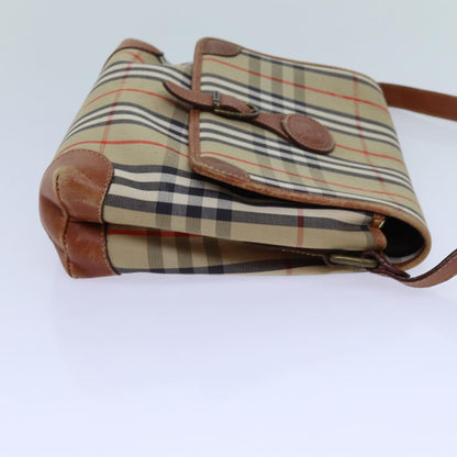 Luxury BurberrySs Nova Check Shoulder Bag Canvas Beige Auth ac2921