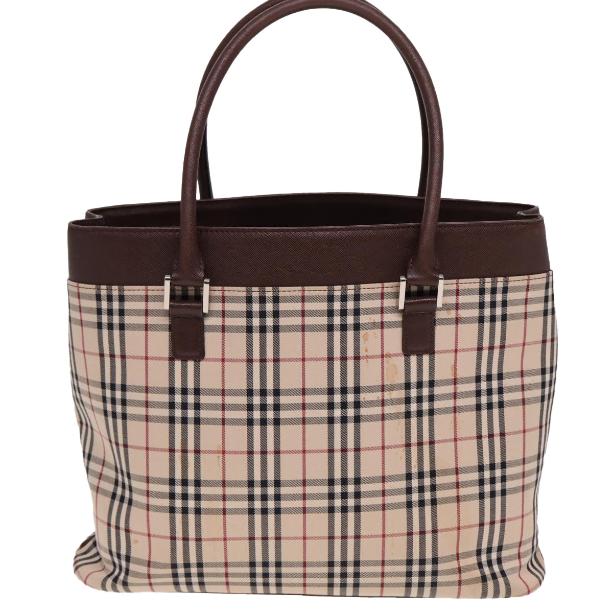 Luxury Burberry Nova Check Tote Bag Canvas Beige Auth ac3071
