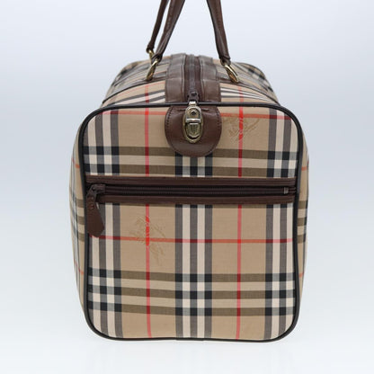 Luxury BurberrySs Nova Check Boston Bag Canvas Beige Auth ac3072