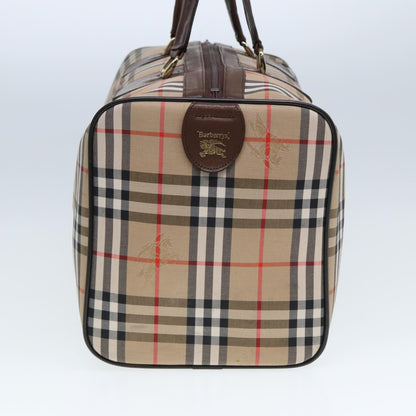 Luxury BurberrySs Nova Check Boston Bag Canvas Beige Auth ac3072