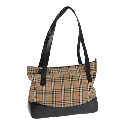 Luxury Burberry Nova Check Tote Bag Canvas Beige Black Auth ac3130