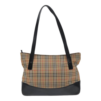 Luxury Burberry Nova Check Tote Bag Canvas Beige Black Auth ac3130