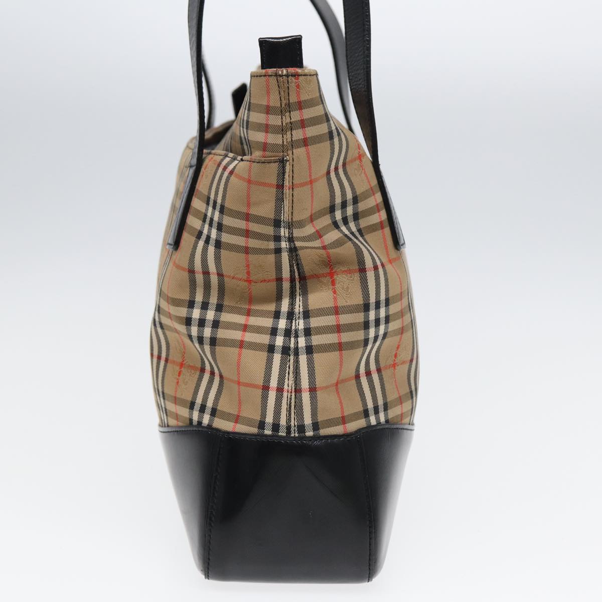 Luxury Burberry Nova Check Tote Bag Canvas Beige Black Auth ac3130