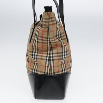 Luxury Burberry Nova Check Tote Bag Canvas Beige Black Auth ac3130