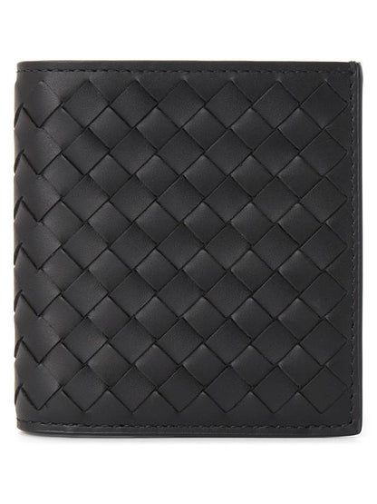 Luxury Bottega Veneta Men's Intrecciato Half Wallet Black
