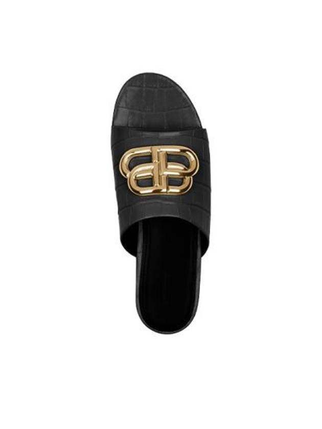 Luxury Balenciaga Trending 2025 Gold BB Logo Oval Slippers Black
