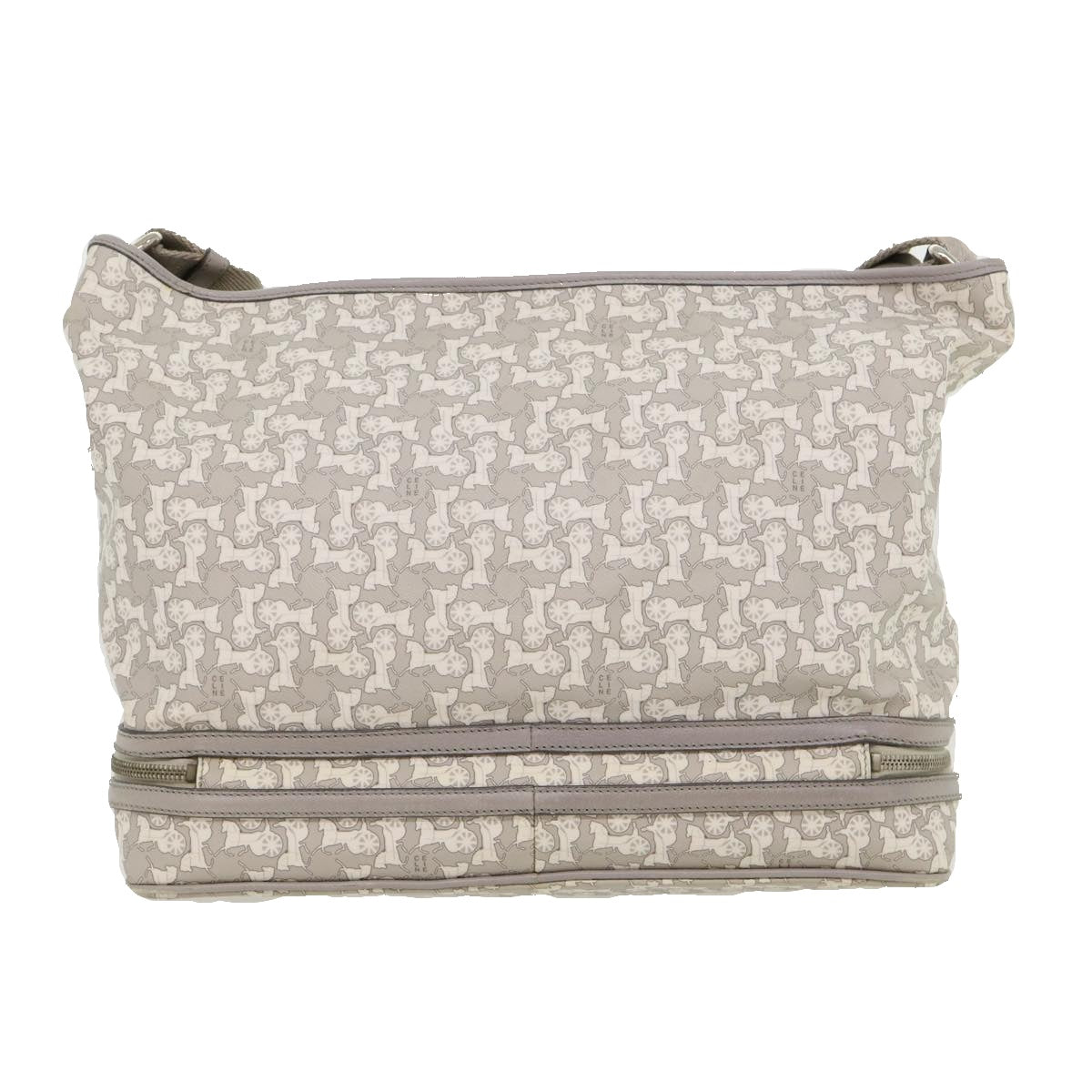 Luxury CELINE Salky Pattern Shoulder Bag Ai Tominaga PVC Leather Gray  ac919
