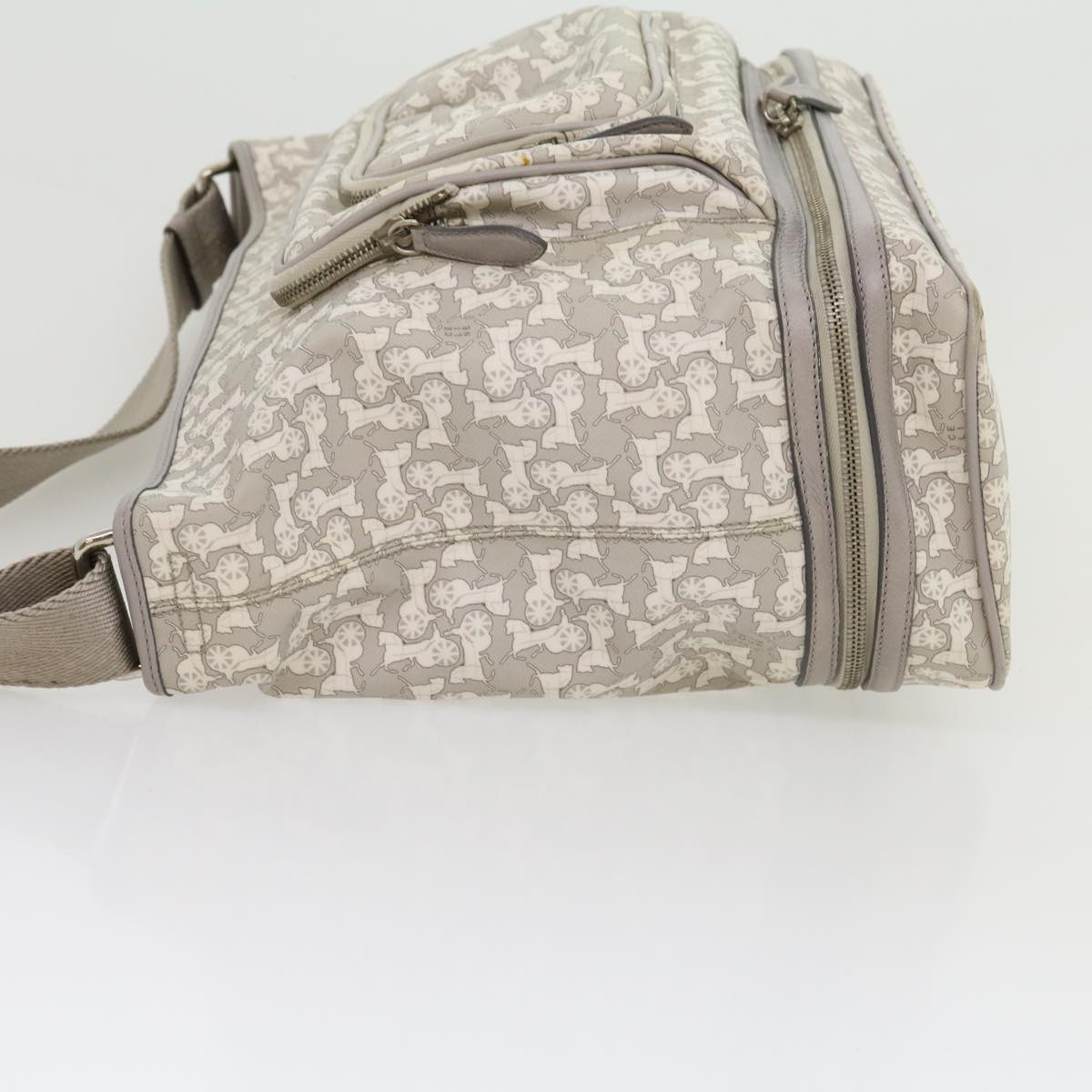 Luxury CELINE Salky Pattern Shoulder Bag Ai Tominaga PVC Leather Gray  ac919