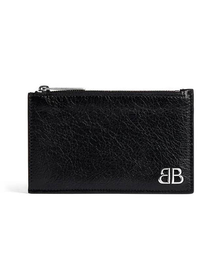 Luxury Balenciaga Trending 2025 Monaco Long Coin Card Wallet Black