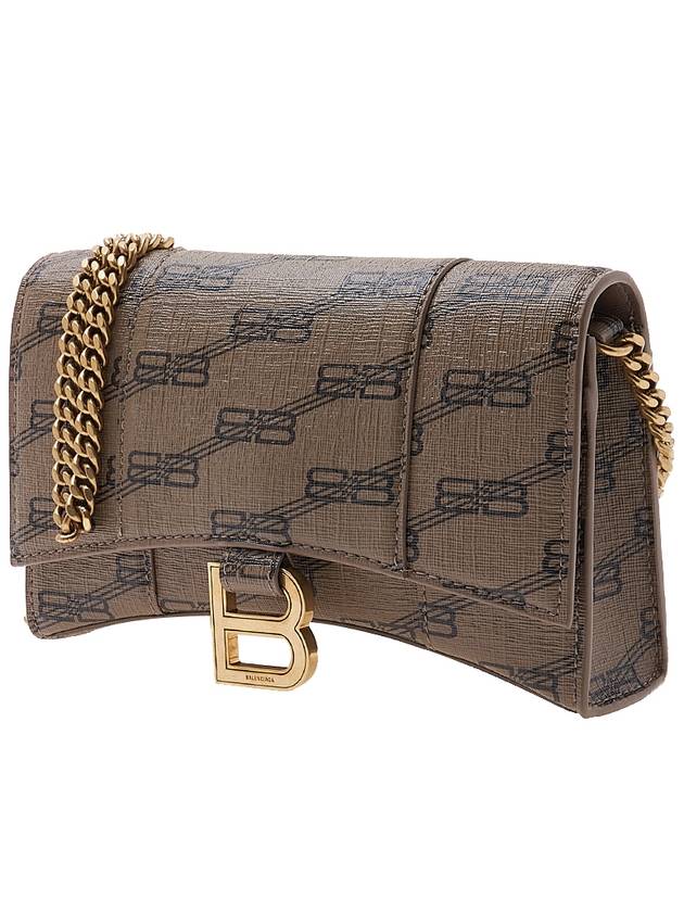 Luxury Balenciaga Trending 2025 Hourglass BB Monogram Chain Long Wallet Brown