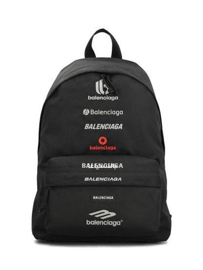 Luxury Balenciaga Trending 2025 Explorer Embroidered Logo Backpack Black