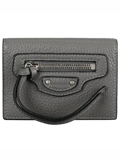 Luxury Balenciaga Trending 2025 Neo Classic Logo Tri-Fold Half Wallet Grey