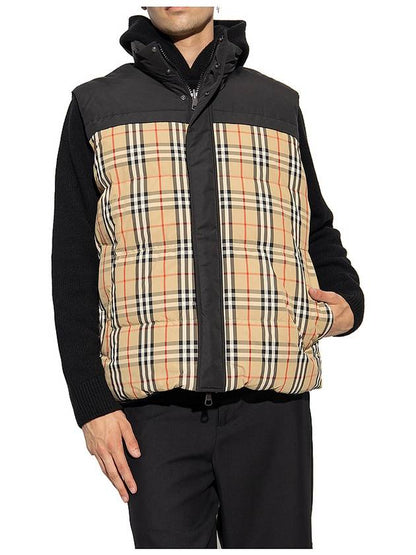 Luxury Burberry Check Panel Reversible Vest Beige