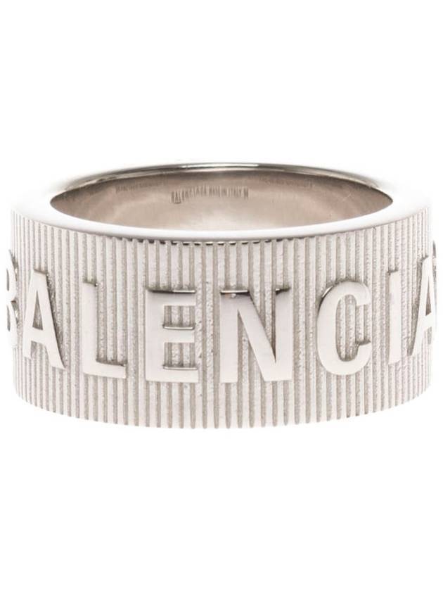 Luxury Balenciaga Trending 2025 Striped Logo Ring Silver