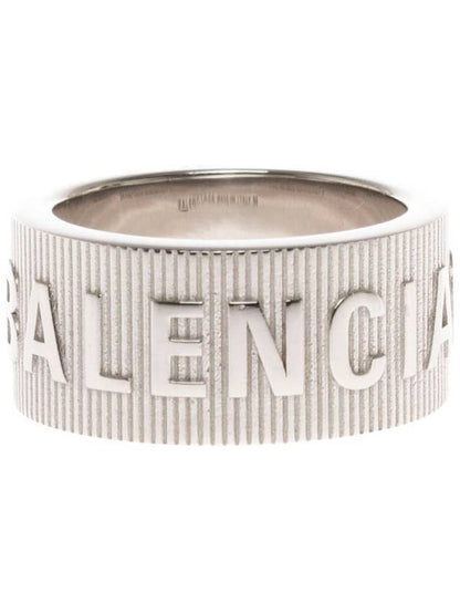 Luxury Balenciaga Trending 2025 Striped Logo Ring Silver