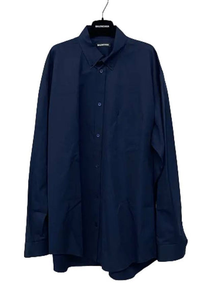 Luxury Balenciaga Trending 2025 Back Logo Long Sleeve Shirt Navy