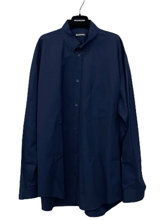 Luxury Balenciaga Trending 2025 Back Logo Long Sleeve Shirt Navy