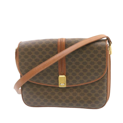 Luxury CELINE Macadam Canvas Shoulder Bag PVC Leather Brown  ai095