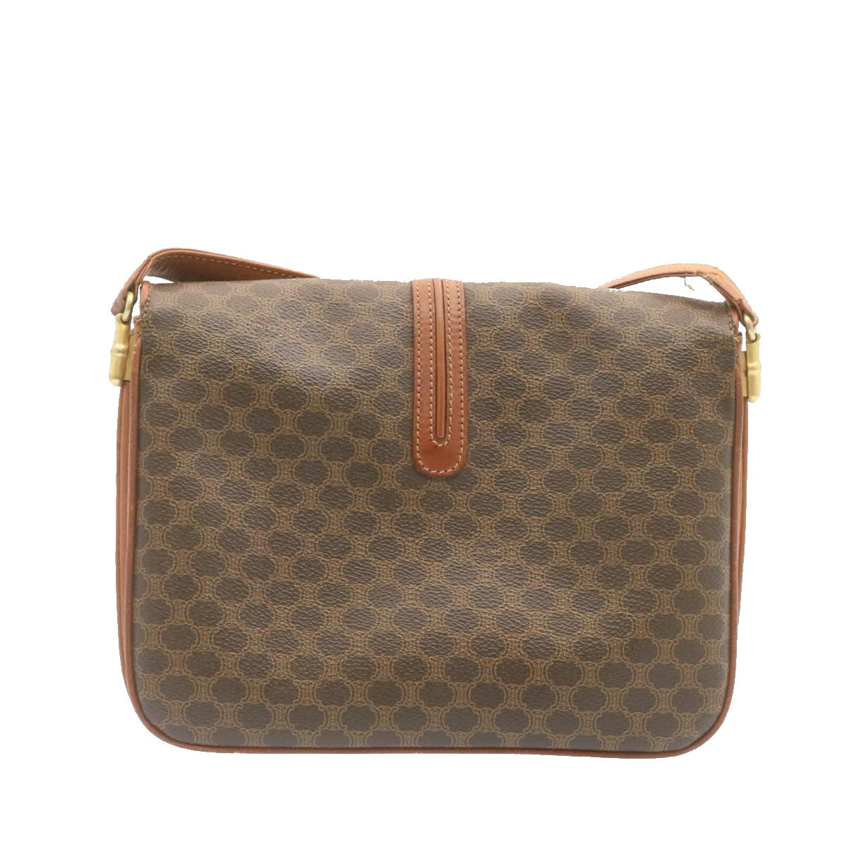 Luxury CELINE Macadam Canvas Shoulder Bag PVC Leather Brown  ai095