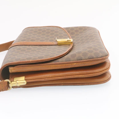 Luxury CELINE Macadam Canvas Shoulder Bag PVC Leather Brown  ai095