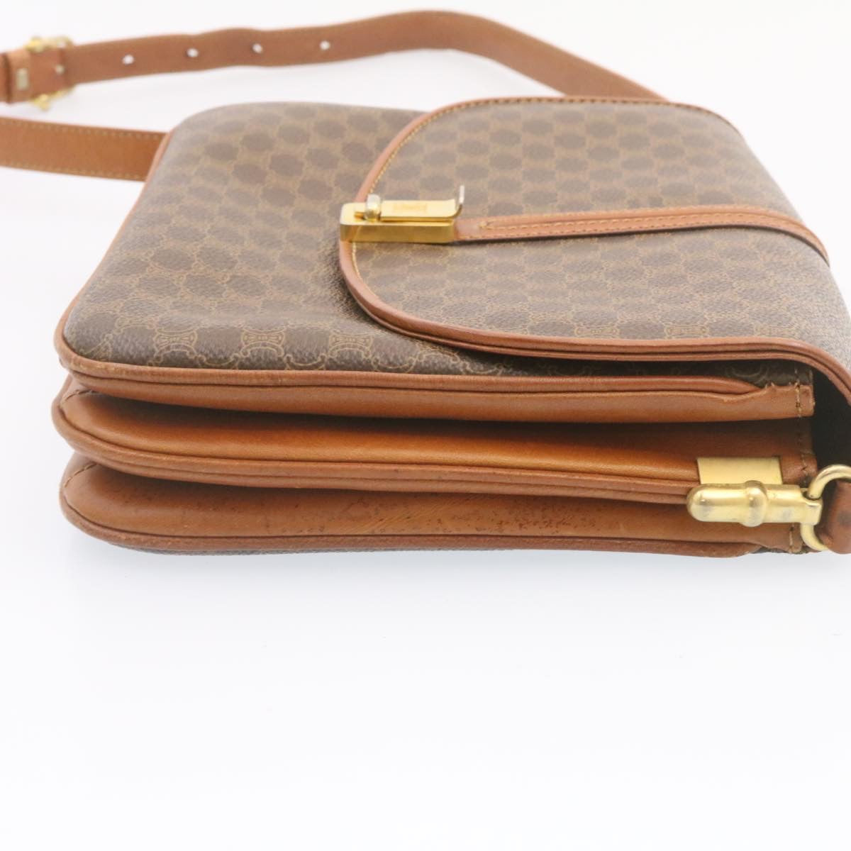 Luxury CELINE Macadam Canvas Shoulder Bag PVC Leather Brown  ai095