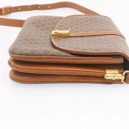 Luxury CELINE Macadam Canvas Shoulder Bag PVC Leather Brown  ai095