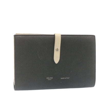 Luxury CELINE Large Strap Wallet Leather Black  ai152