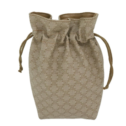 Luxury CELINE Macadam Canvas Drawstring Pouch Beige  ai715