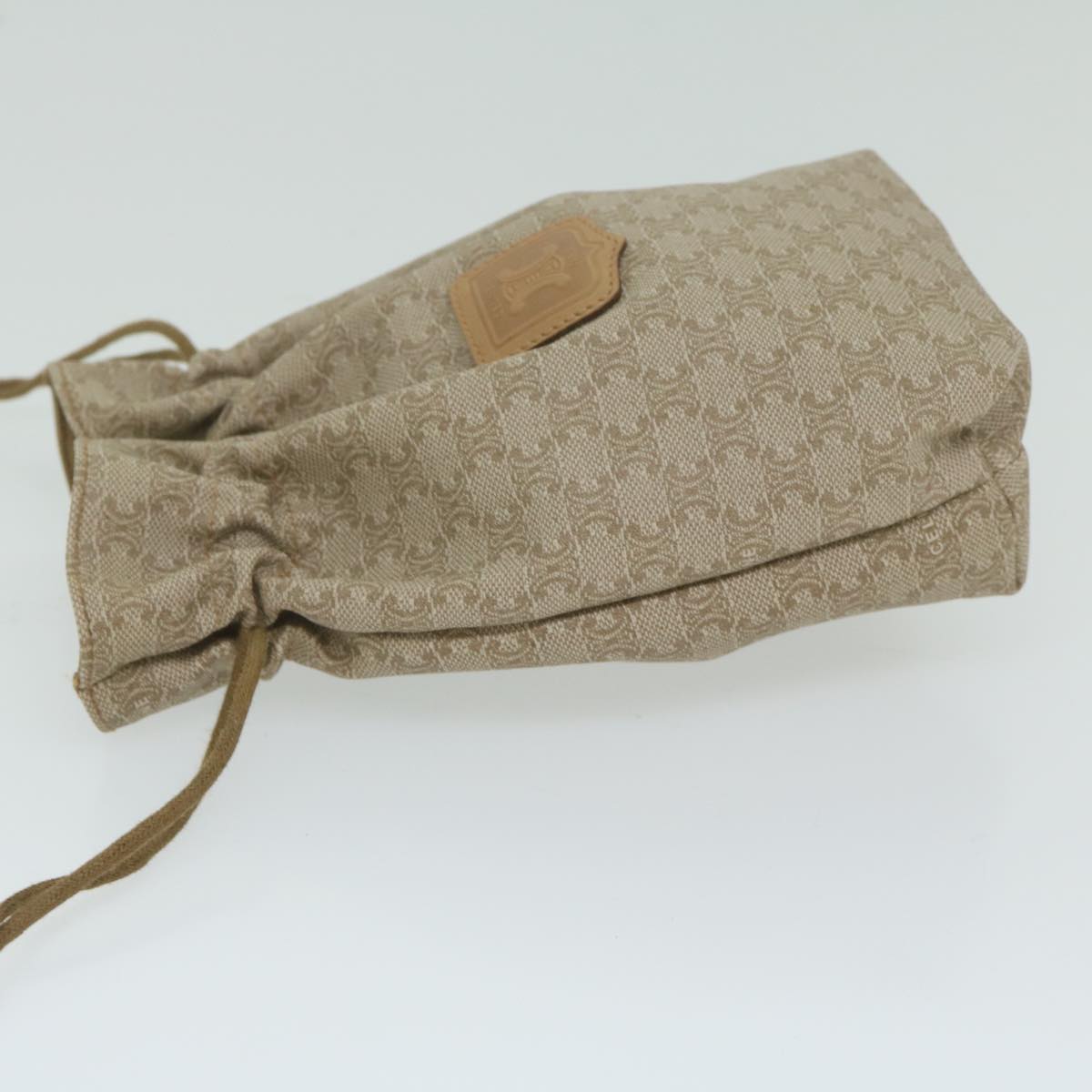 Luxury CELINE Macadam Canvas Drawstring Pouch Beige  ai715