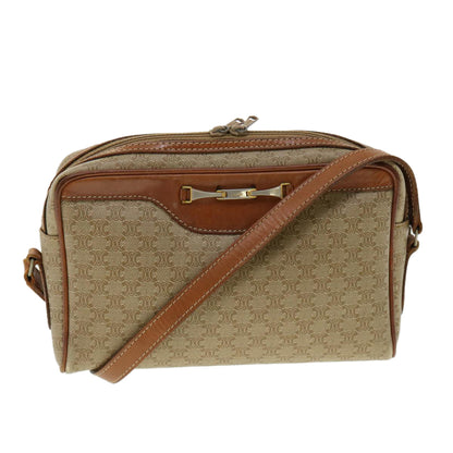 Luxury CELINE Macadam Canvas Shoulder Bag Beige  am3110
