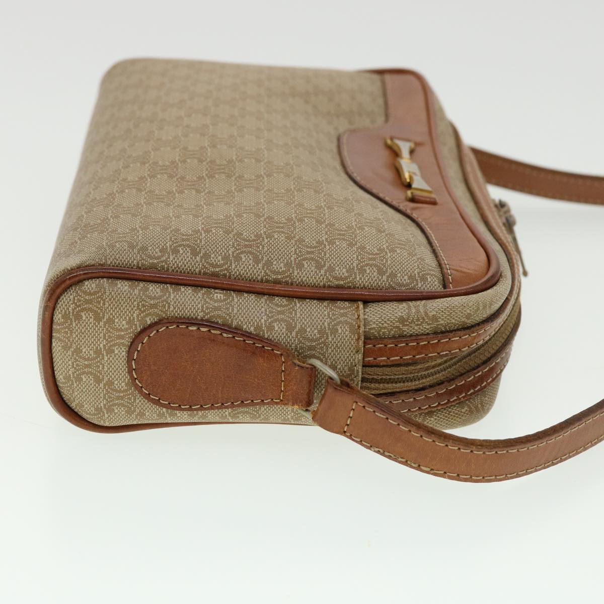 Luxury CELINE Macadam Canvas Shoulder Bag Beige  am3110