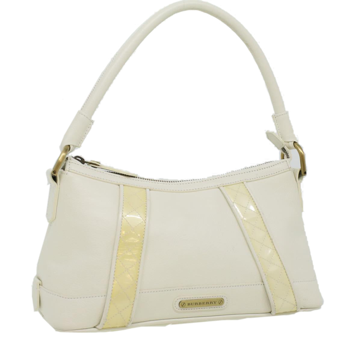 Luxury Burberry Shoulder Bag Leather White Auth am3357