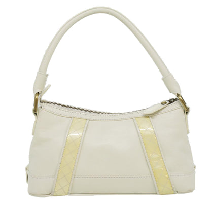Luxury Burberry Shoulder Bag Leather White Auth am3357