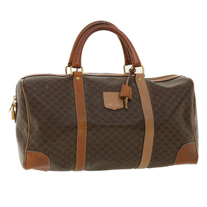 Luxury CELINE Macadam Canvas Boston Bag PVC Leather Brown  am3472