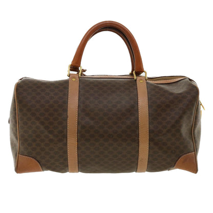 Luxury CELINE Macadam Canvas Boston Bag PVC Leather Brown  am3472