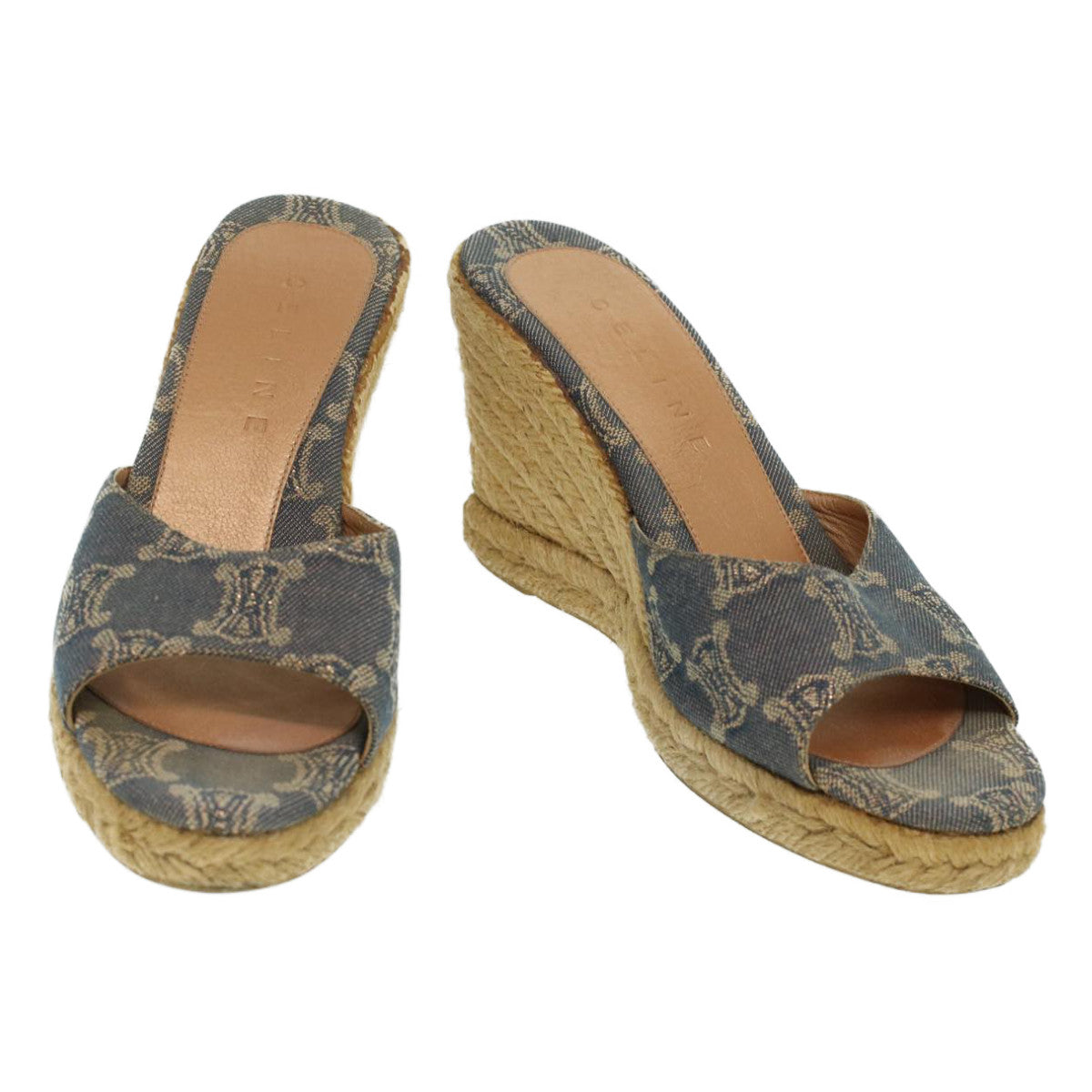 Luxury CELINE Paris Macadam Canvas pumps 9B Blue  am3772
