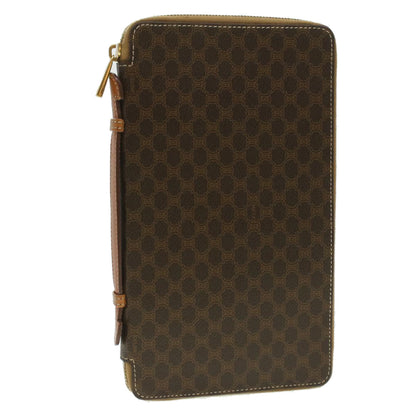 Luxury CELINE Macadam Canvas Travel Case PVC Leather Brown  am3943