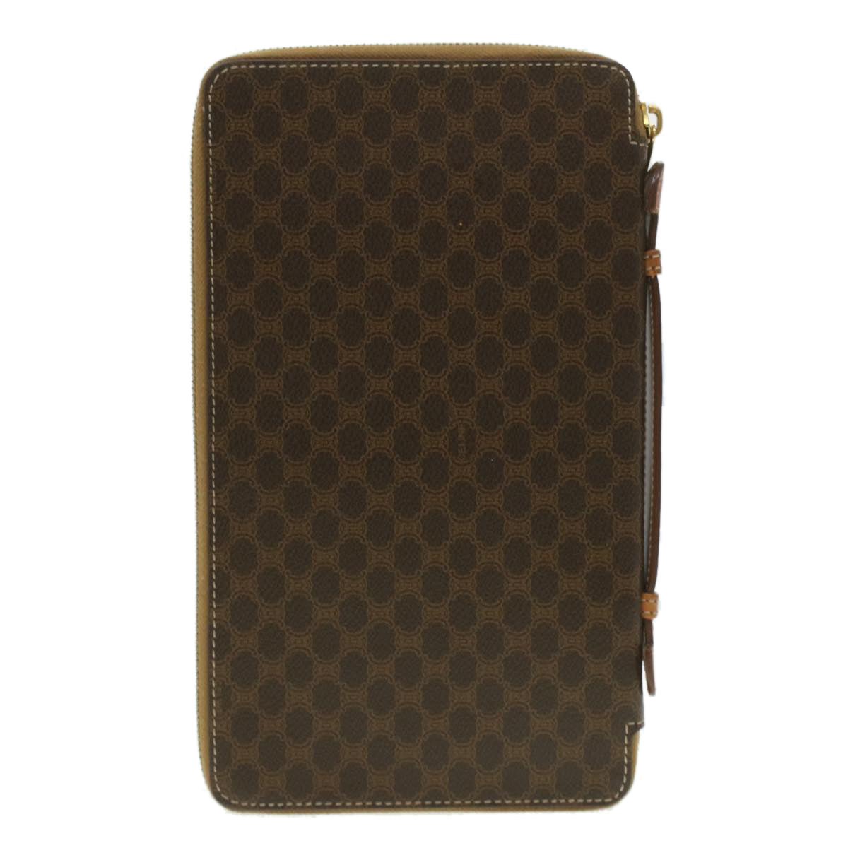 Luxury CELINE Macadam Canvas Travel Case PVC Leather Brown  am3943