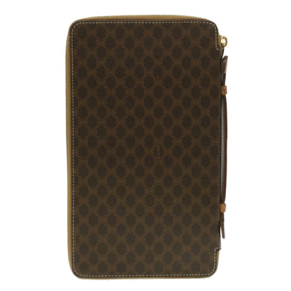 Luxury CELINE Macadam Canvas Travel Case PVC Leather Brown  am3943