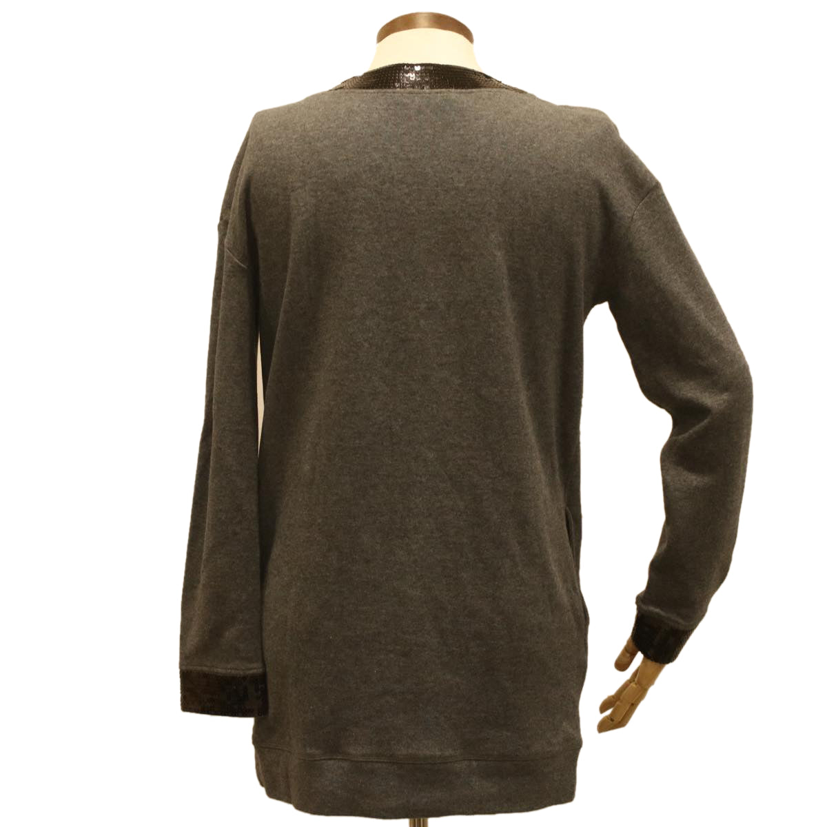 Luxury CELINE Sweatshirt Dress Cotton M Gray Black  am3981
