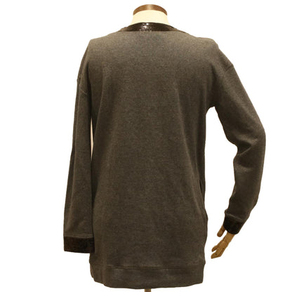 Luxury CELINE Sweatshirt Dress Cotton M Gray Black  am3981