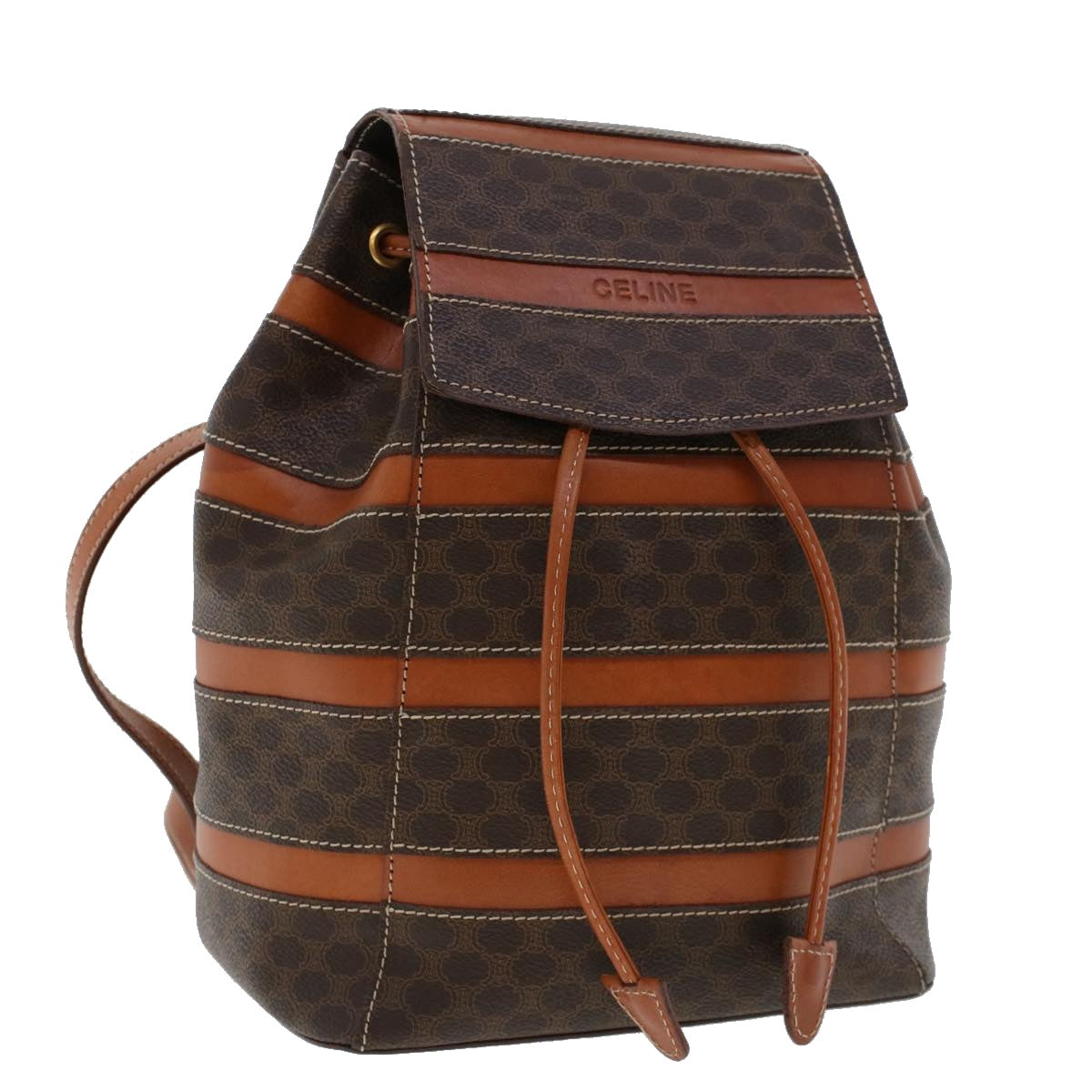 Luxury CELINE Macadam Canvas Backpack PVC Leather Brown  am4403