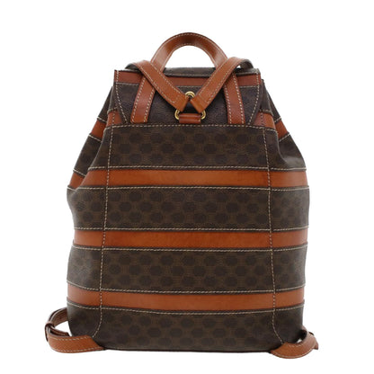 Luxury CELINE Macadam Canvas Backpack PVC Leather Brown  am4403
