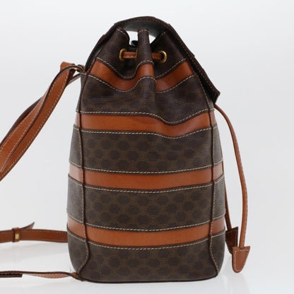 Luxury CELINE Macadam Canvas Backpack PVC Leather Brown  am4403