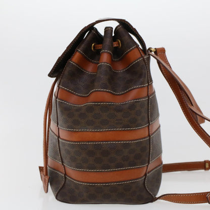 Luxury CELINE Macadam Canvas Backpack PVC Leather Brown  am4403