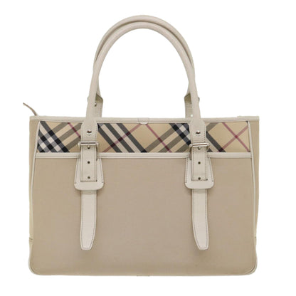 Luxury Burberry Nova Check Shoulder Bag Nylon Leather Beige Auth am4592