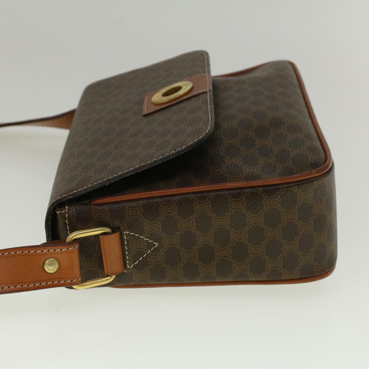 Luxury CELINE Macadam Canvas Shoulder Bag PVC Leather Brown  am5170