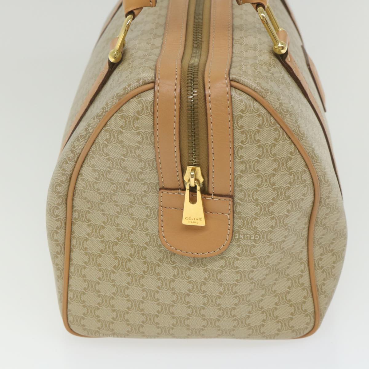 Luxury CELINE Macadam Canvas Boston Bag Beige  am5215
