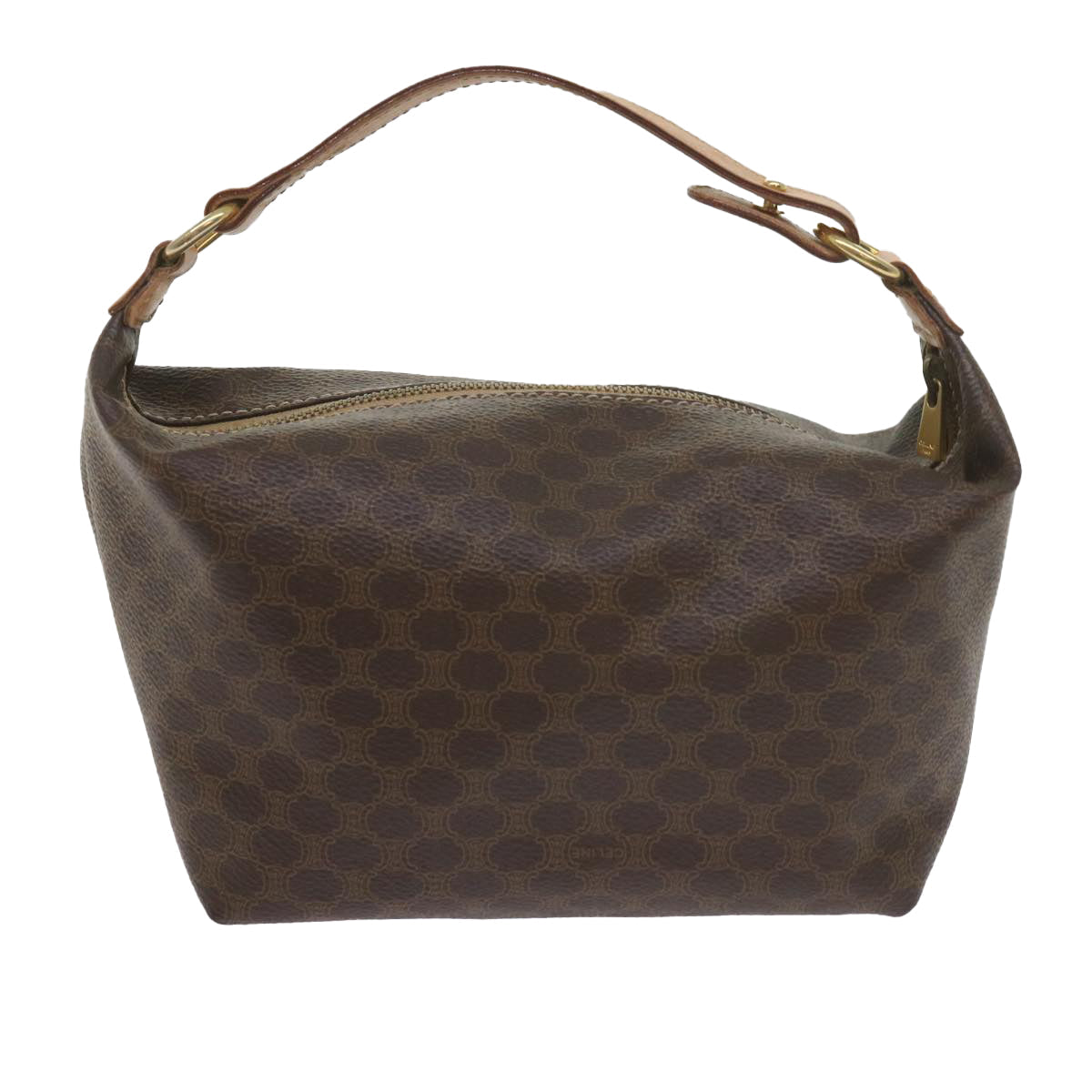 Luxury CELINE Macadam Canvas Hand Bag PVC Leather Brown  am5353